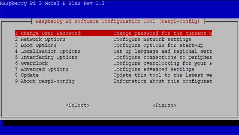 Das Raspberry Pi Konfigurationsmenü