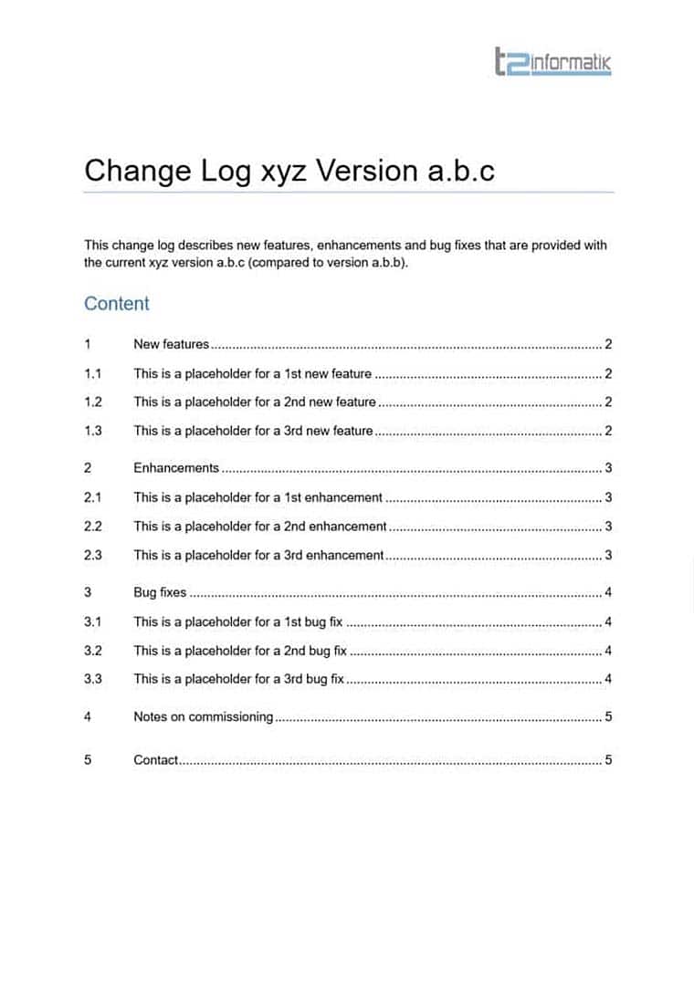 Change Log Template as Download