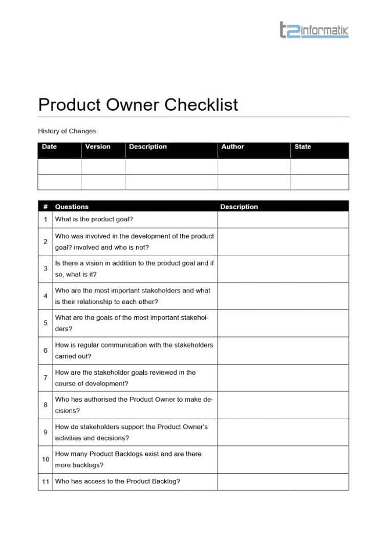 Product Owner Checklist to take away