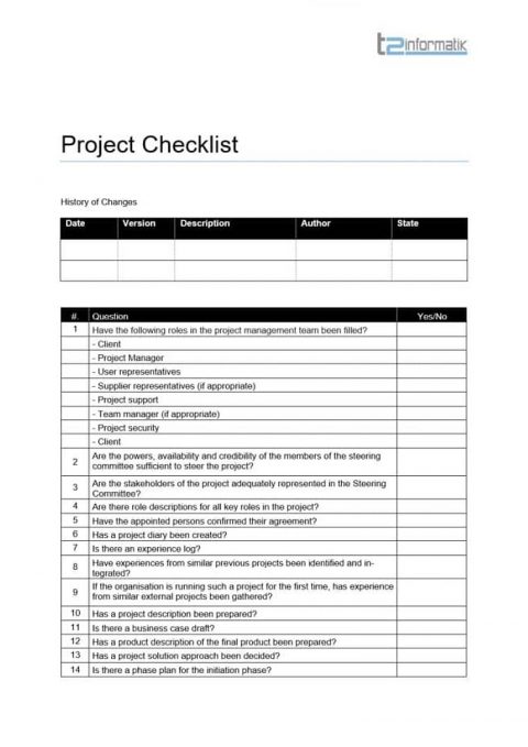 Project Checklist - Downloads - t2informatik
