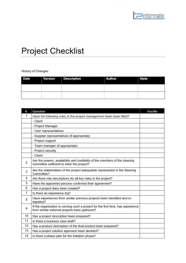 Project Checklist for free