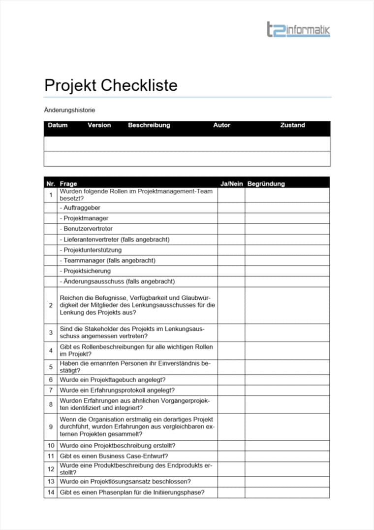 Projekt-Checkliste Vorlage zum Herunterladen